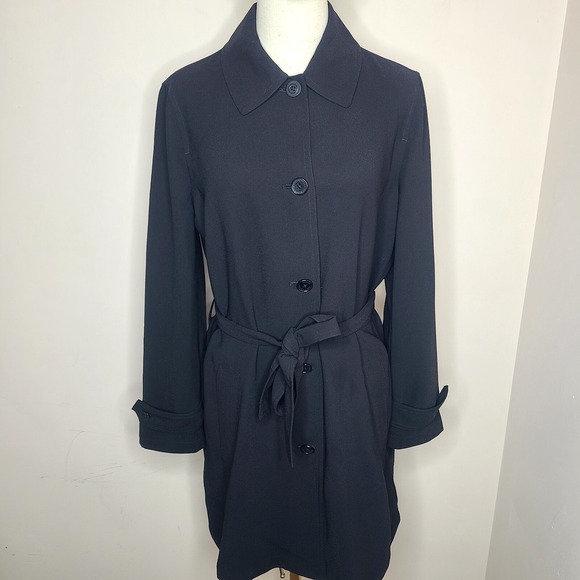 Lauren Ralph Lauren Jackets & Blazers - Lauren Ralph Lauren Drape Lapel Crepe Belted Coat Black Women's Size 8